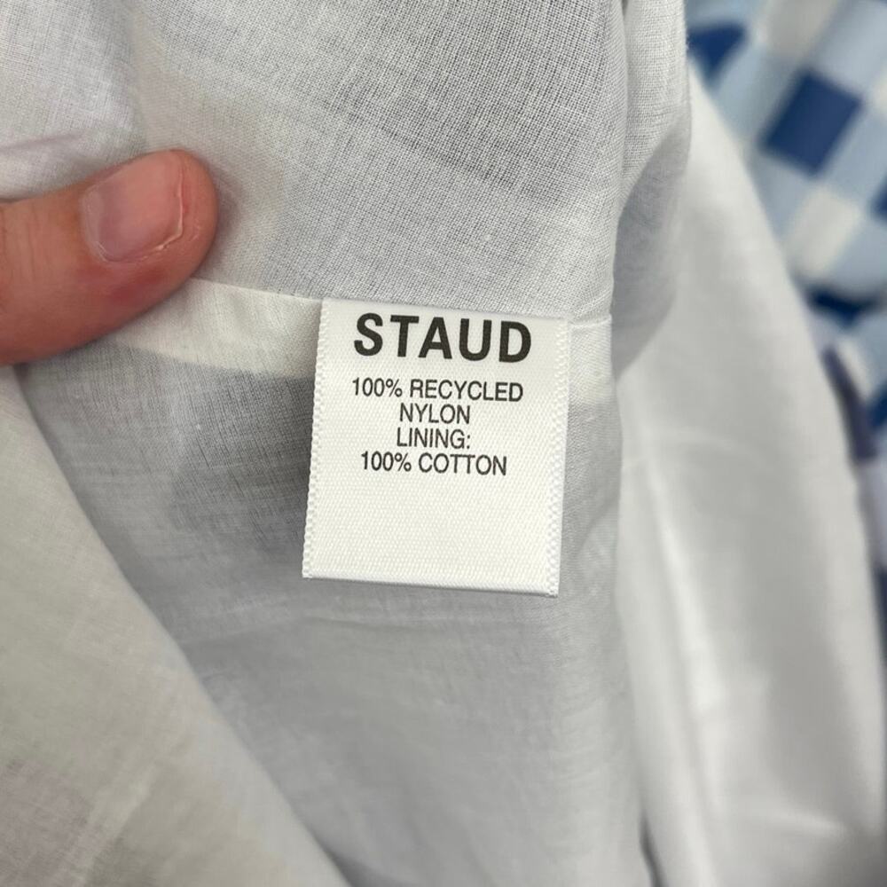 NWT Staud Blanche Midi Dress Blue Ombre Gingham Cut Out Open Back - Large - Picture 14 of 16